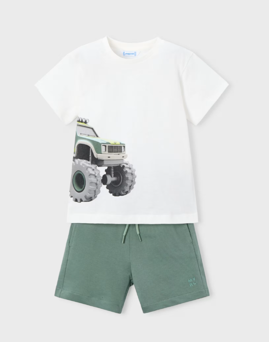 Mayoral Monster Truck T-Shirt & Shorts Set Style 3605 - Green